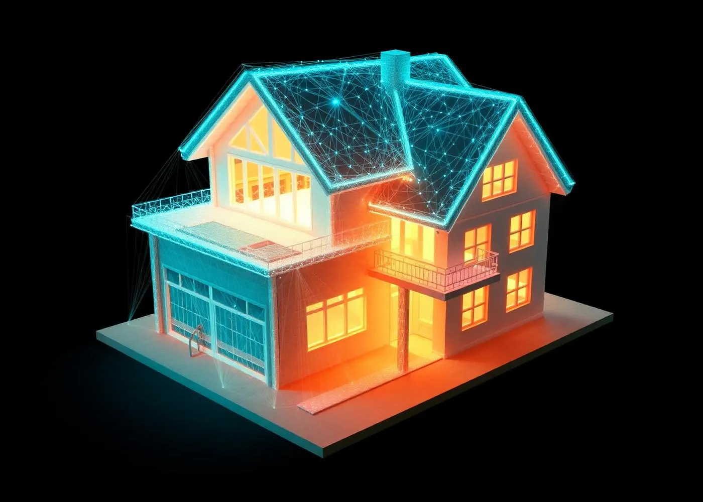 Dollhouse view of a scanned property rendered as a 3D digital twin